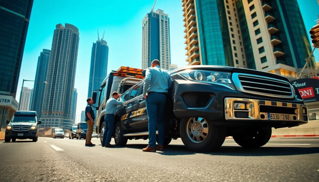 Assisting a stranded vehicle in Dubai by https://trtrecoveryuae.com’s professional recovery team.
