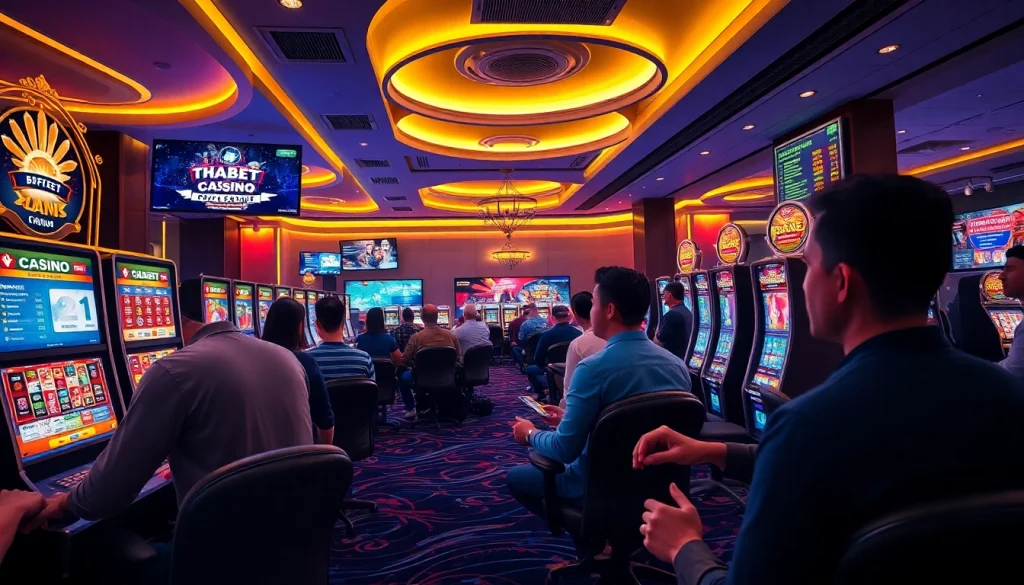 Exciting online casino experience at THABET with players engaged in diverse games.