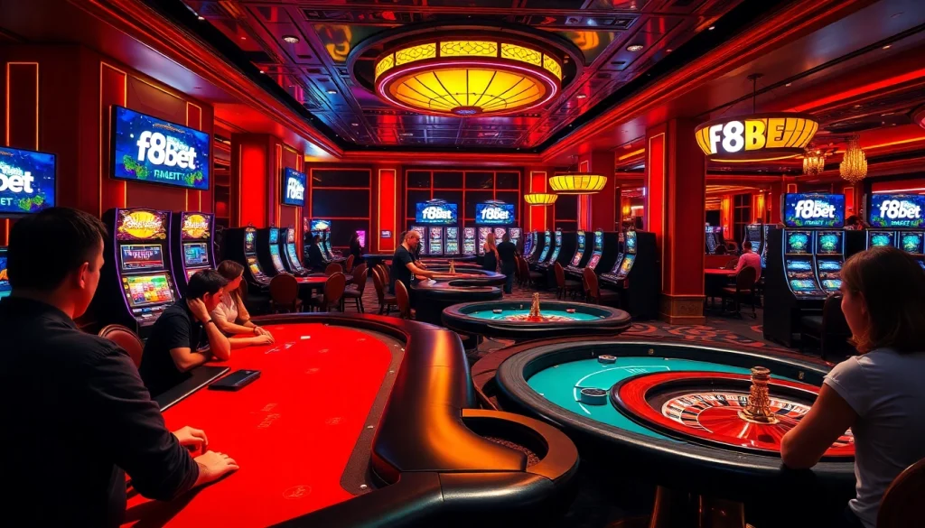 Experience the excitement of f8bet in a luxurious online casino filled with vibrant games and eager players.