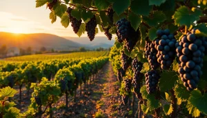 Enjoying a sunny day at clarksburg wineries with lush vineyards and ripe grapes in view.