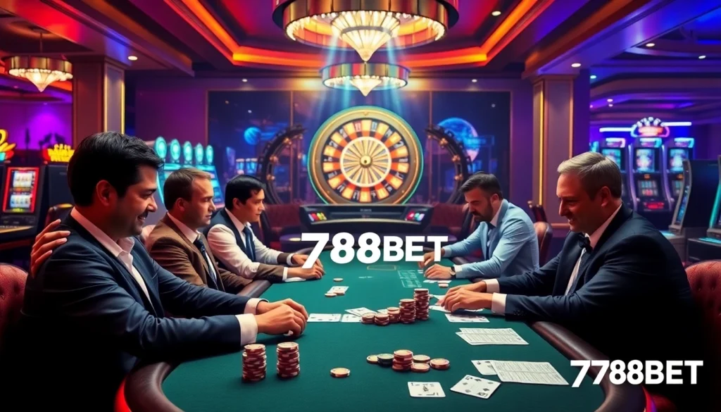 Experience the thrill of gambling as players engage in strategic bets at 789BET's casino tables.