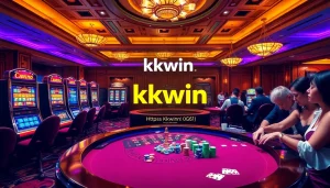 Players enjoying vibrant casino games at https://kkwin.diy/, vibrant slots and roulette wheels in action.