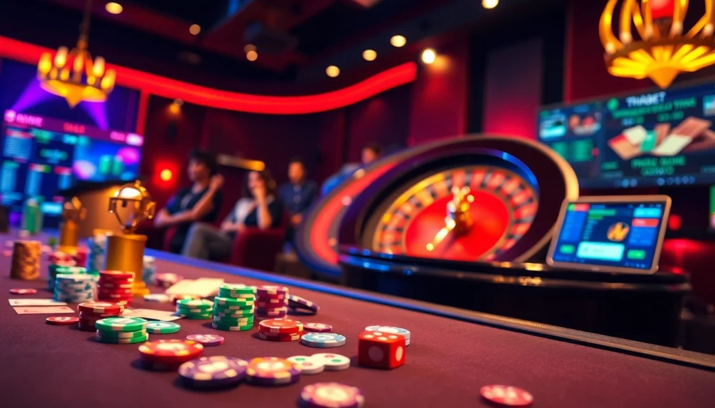 Experience the thrill of winning at Trang Chủ THABET with vibrant casino tables and exciting gameplay.