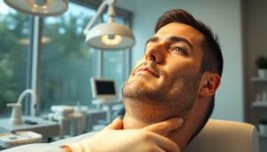 Performing a hair transplant london with professional techniques in a modern clinic setting.
