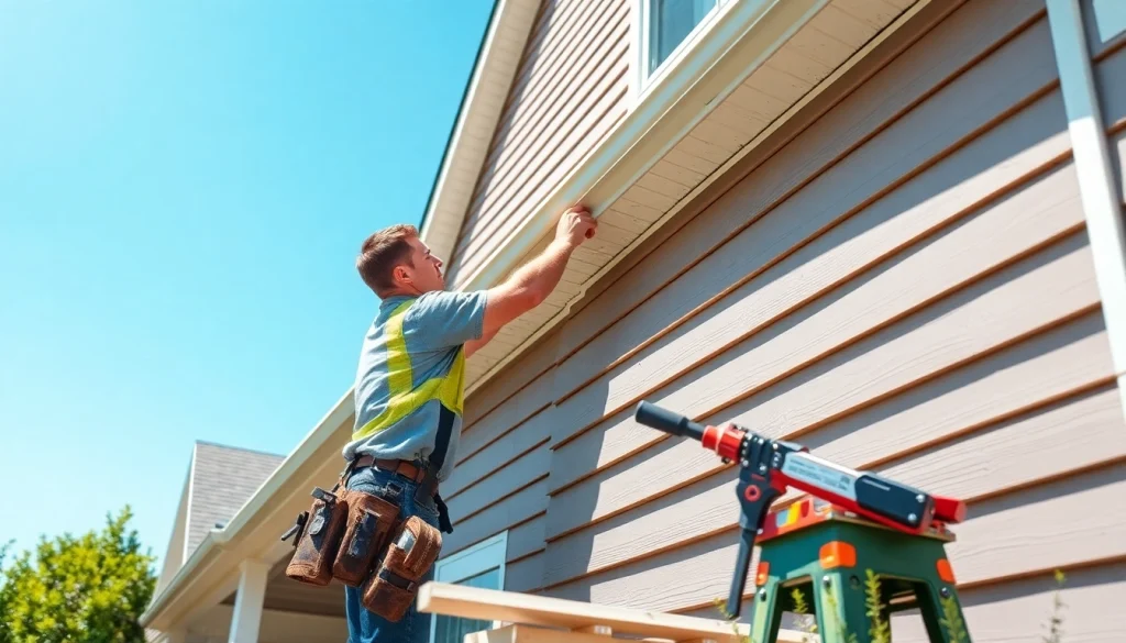Siding installation showing a contractor professionally adding panels to a home, highlighting the installation process.