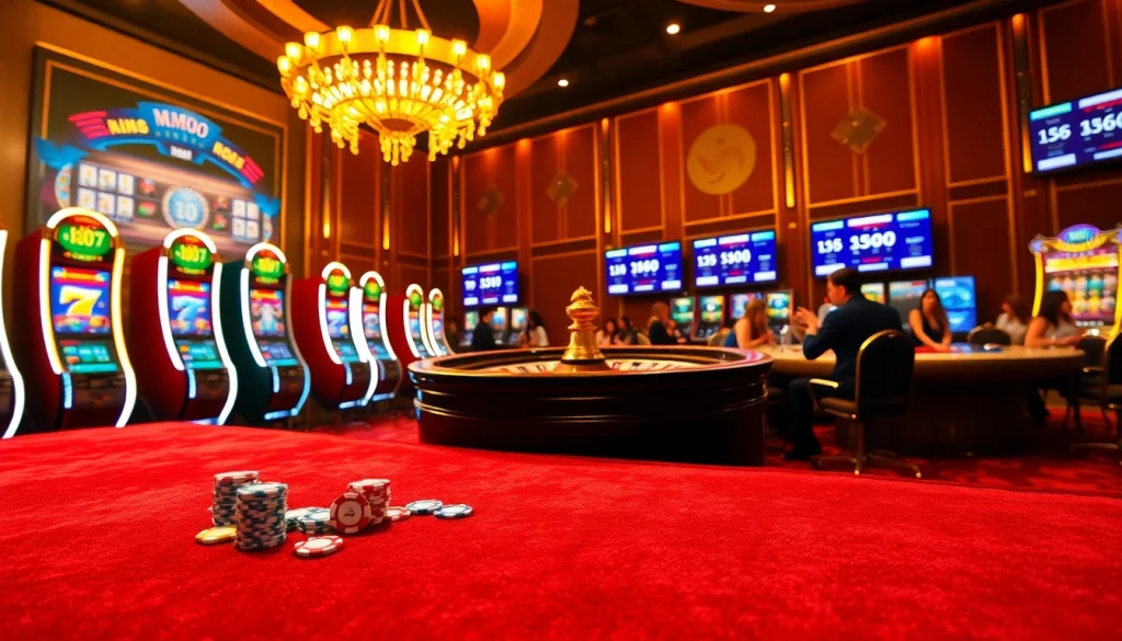 Experience thrilling gameplay at Trang chủ MMOO with vibrant casino tables and exciting slot machines.