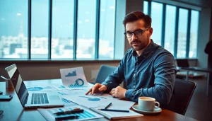 Analyze competitive intelligence data in a professional office with analytical insights.