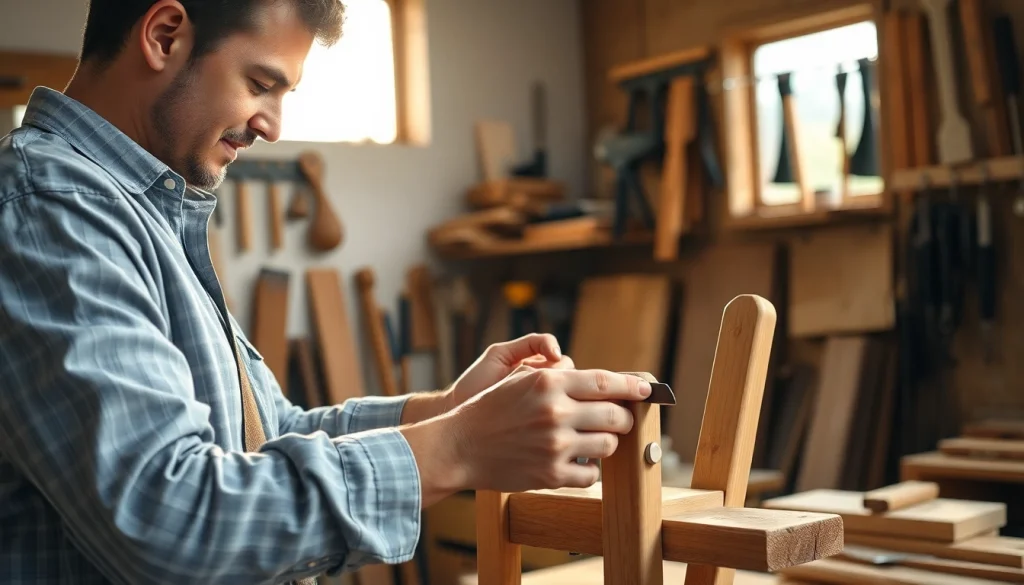 Carpentry Apprenticeship Near Me showcasing a professional apprentice working on wooden furniture.