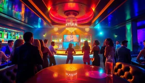 Experience vibrant nightlife at Club sxm in St. Martin with elegant patrons, colorful lights, and stunning performances.