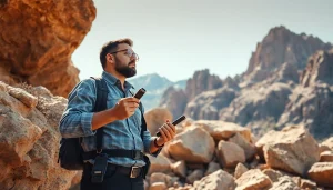 Geologist analyzing rock formations to illustrate the study of geology in nature.
