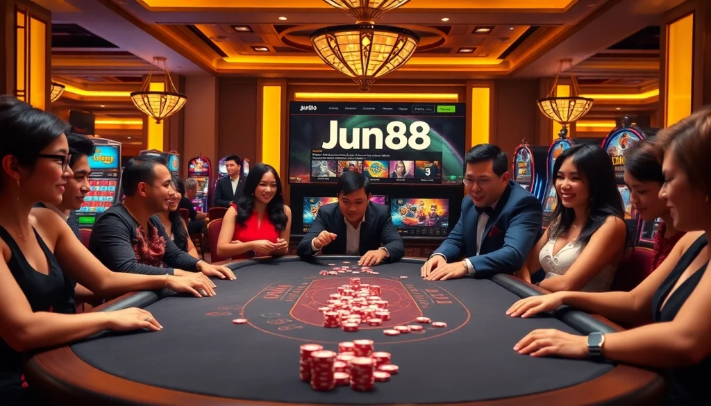 Experience the excitement of jun88 casino with elegant dealers and vibrant games.