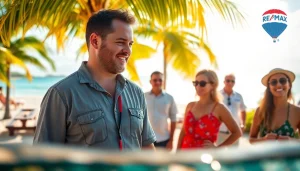 Dustin Rennie Belize showcasing professionalism in real estate against a beautiful Ambergris Caye backdrop.