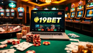 I9BET interface highlighted among classic casino elements like cards and chips for an engaging gaming experience.
