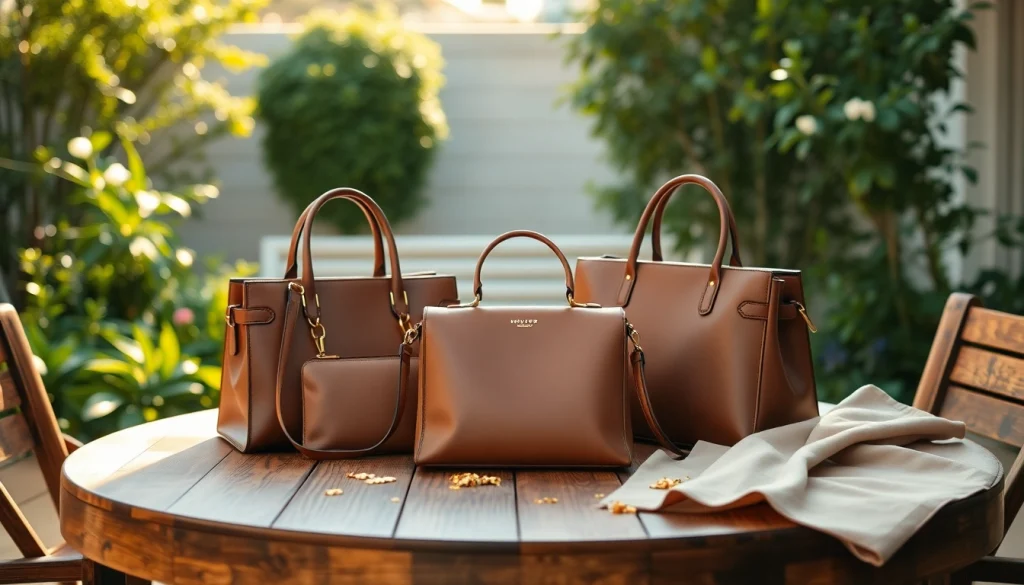 명품 이미테이션 가방을 고급스러운 느낌으로 테이블에 세팅하여 강조합니다.