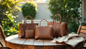 명품 이미테이션 가방을 고급스러운 느낌으로 테이블에 세팅하여 강조합니다.