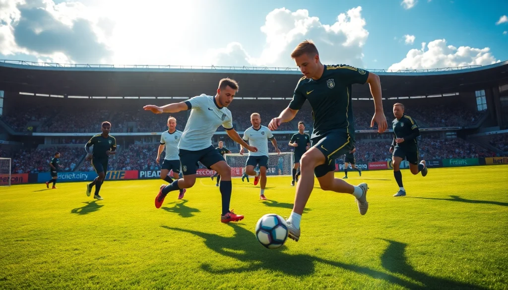 บอลวันนี่ การฝึกซ้อมฟุตบอลที่เข้มข้นของนักกีฬาในสนามหญ้าเขียวขจี