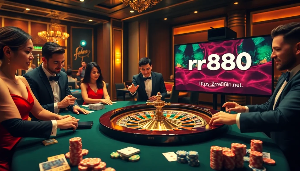 Experience thrilling gameplay at https://rr888.in.net/ with a dealer spinning a vibrant roulette wheel.
