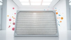 HEPA filter showcasing its air purification efficiency in a clean room environment.