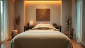 차분한 분위기의 전문 출장마사지 환경과 마사지 치료사.