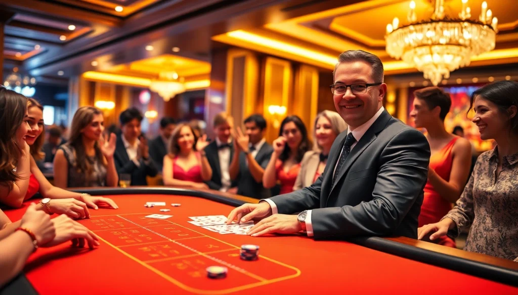 เล่นบาคาร่าออนไลน์ที่โต๊ะคาสิโนที่มีดีลเลอร์มืออาชีพกำลังแจกไพ่