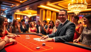 เล่นบาคาร่าออนไลน์ที่โต๊ะคาสิโนที่มีดีลเลอร์มืออาชีพกำลังแจกไพ่