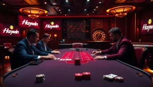 Experience the excitement of gambling at Haywin with a high-stakes poker table.