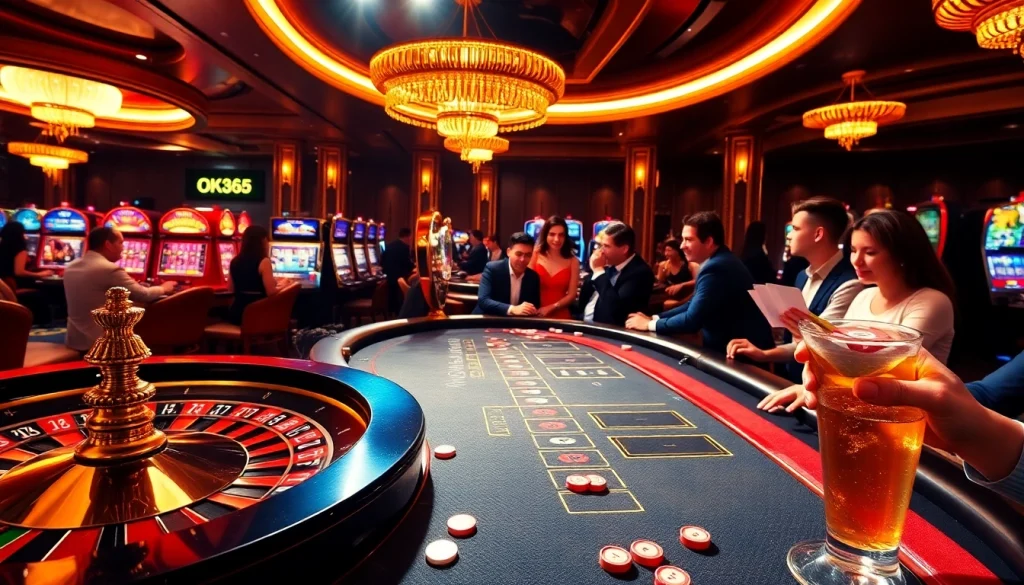 Players enjoying diverse games at OK365 casino, showcasing excitement and luxury.