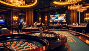 Engaging casino table scene showcasing the exciting rr88 link for online gamblers.
