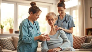 Senior caregivers Austin TX providing compassionate support to an elderly individual in a warm home setting.