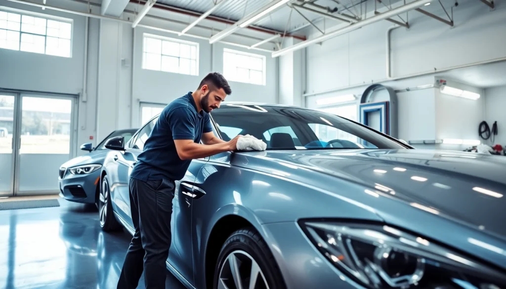 Achieve a shine with expert car detailing Chattanooga showcasing an immaculate vehicle in a modern garage.