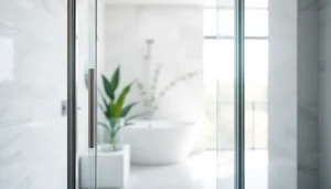 Stylish shower doors uk showcasing modern design in a bright, elegant bathroom.