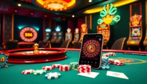 S8 casino app visualization with poker chips and a roulette wheel, capturing gaming excitement.