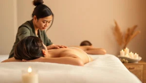 Enjoying a therapeutic 출장안마 session with a professional therapist in a serene environment.