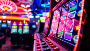 Slot depo 1k menarik dengan tampilan mesin slot digital penuh warna dan aksi menarik.