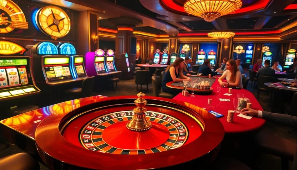 Players engaging at a GO8-themed roulette table in a luxurious casino setting.