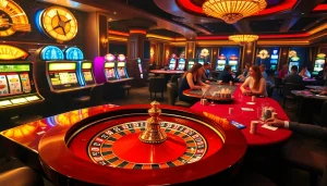 Players engaging at a GO8-themed roulette table in a luxurious casino setting.