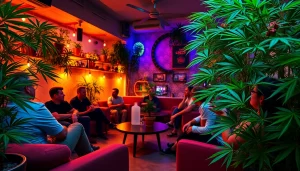 Besuchen Sie den Weed Club Lloret De Mar, wo entspannte Atmosphäre und Pflanzendekoration die Umgebung prägen.
