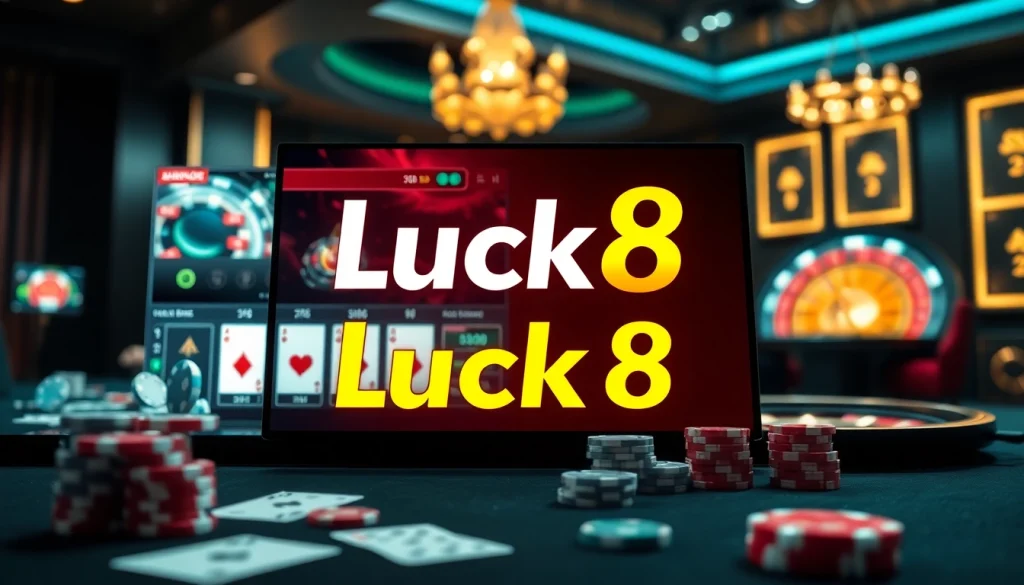 Engage with exciting games on luck8 trang chủ featuring vibrant poker chips and roulette wheels.