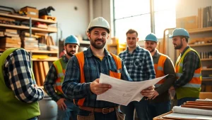 Engaging contractor apprenticeship scene with a professional demonstrating skills and tools.