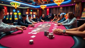 Experience thrilling poker action at https://www.bdjl.org/ with vibrant chips and strategic card plays.