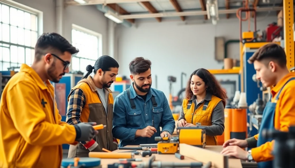 Students learning at trade schools in Southern California while collaborating on a hands-on project.