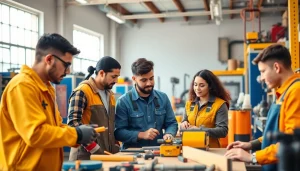 Students learning at trade schools in Southern California while collaborating on a hands-on project.
