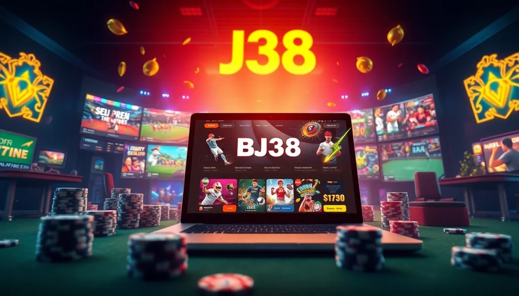 BJ38 online betting platform showcasing diverse gaming options with vibrant graphics and engaging interface.