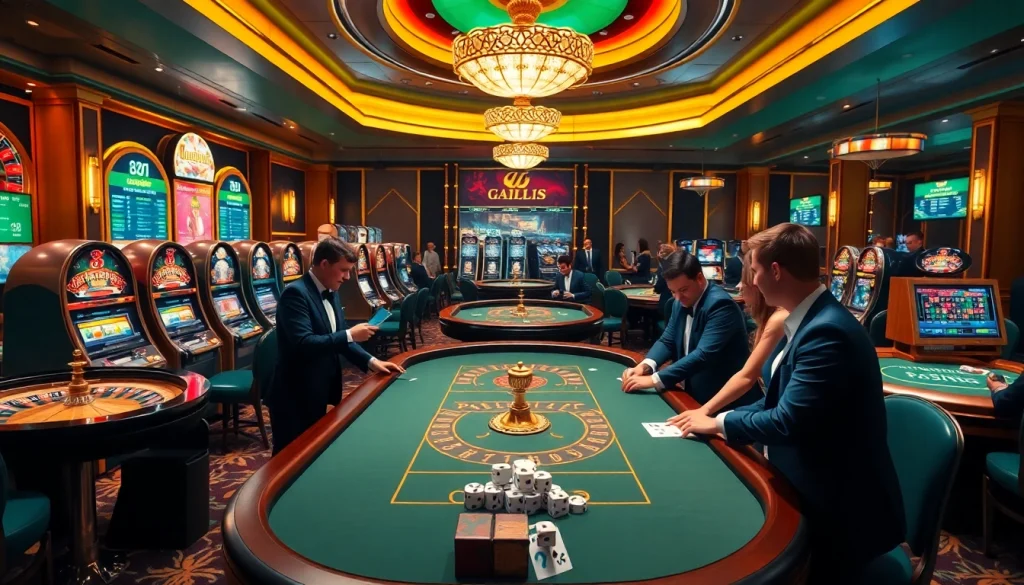 Players enjoying thrilling games at b52club with colorful slots and immersive tables.