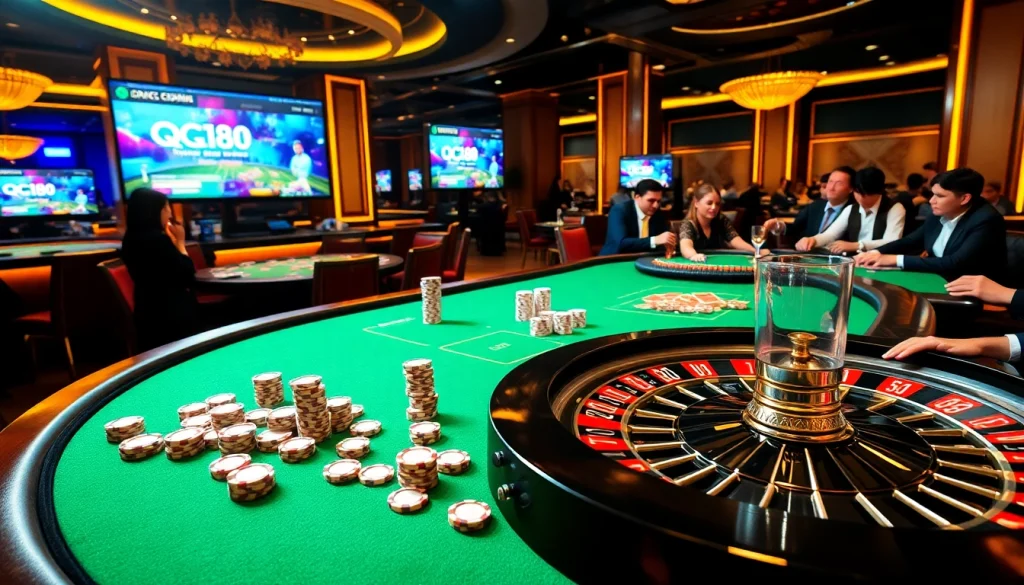 Experience the thrill of the Link mới nhất QQ88 in a luxury casino setting featuring vibrant games.
