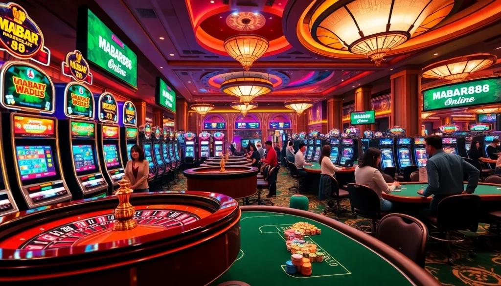 MABAR88 Online menawarkan pengalaman kasino yang seru dengan mesin slot yang berwarna-warni dan pemain yang bahagia.