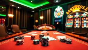 Experience thrilling gameplay at XX88.COM with an elegant casino setting featuring poker chips and a roulette wheel.