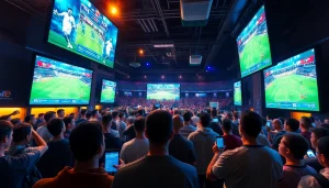 Exciting sports betting scene showcasing enthusiastic fans engaging with 토토스토리's live sports events.