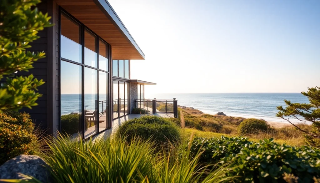 Stunning architectural design of Orleans Cape with modern coastal home and ocean view.