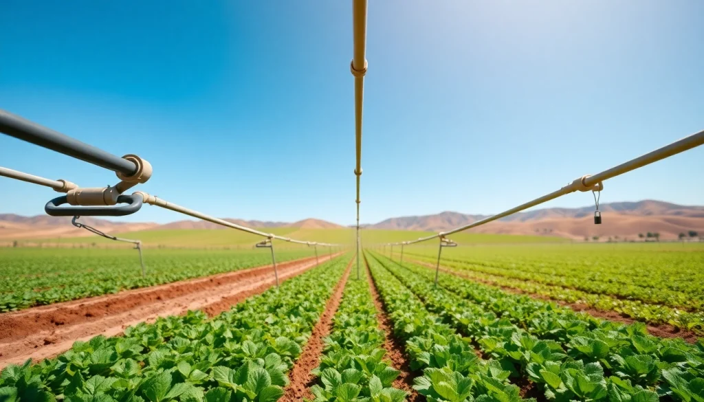 Implementing land irrigation techniques for thriving agriculture with modern equipment.